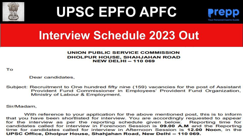 Upsc Epfo Apfc Interview Schedule Out At Upsc Gov In Check