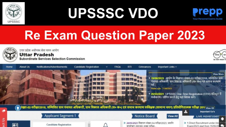 UPSSSC VDO (Re Exam) Question Paper 2023 with Answer Key; Download PDF