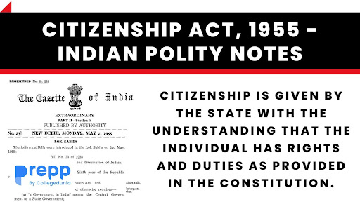 Citizenship Act, 1955 - Indian Polity Notes