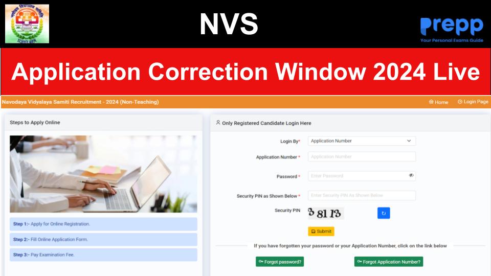NVS Non-Teaching Staff Application Correction Window 2024 Live at ...