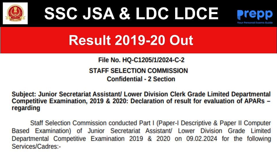 SSC JSA, LDC, LDCE Result 2019 and 2020 Out at ssc.gov.in; Download PDF