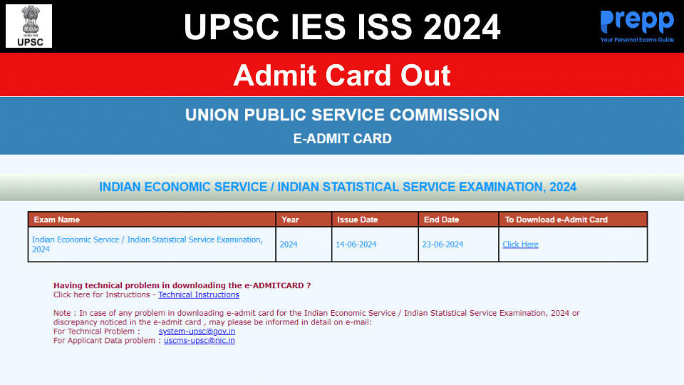 UPSC IES ISS Admit Card 2024 Out at upsc.gov.in; Download Hall Ticket