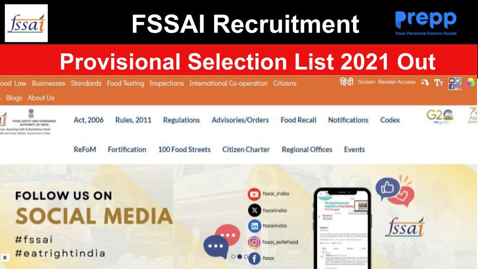 FSSAI Assistant Provisional Selection List 2021 Out: Download PDF