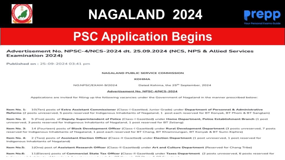 Nagaland PSC NCS Recruitment 2024: Apply for 140 Various Vacancies