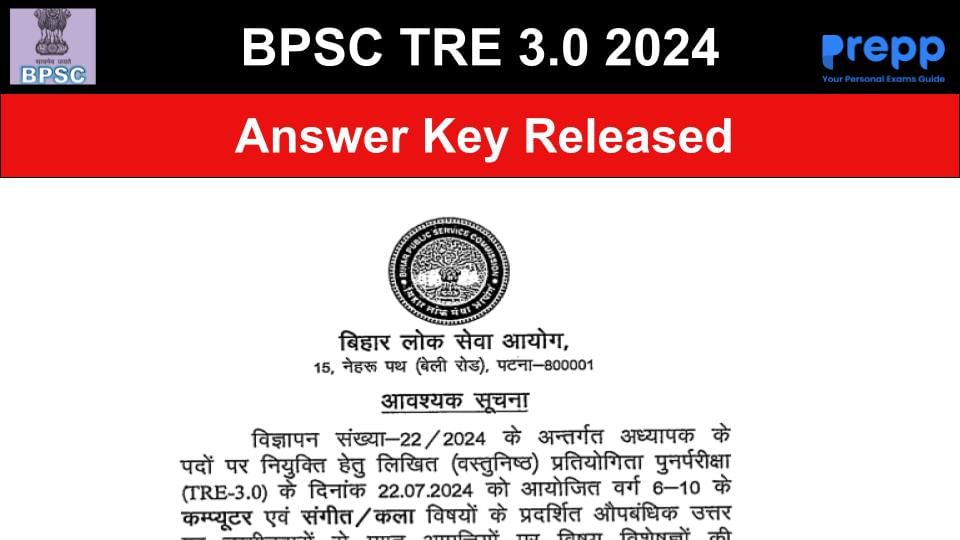 BPSC TRE-3.0 Final Answer Key Released for Class 6 to 10 Teacher