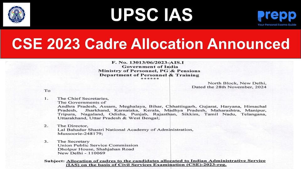 Upsc Cse Cadre Allocation Released Check Name Wise List