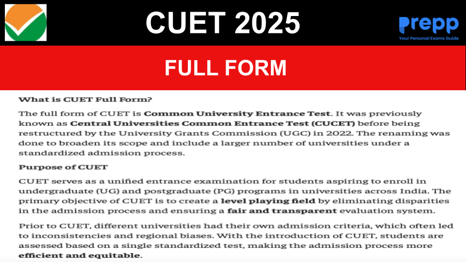CUET Full Form: Check CUET UG and PG Details