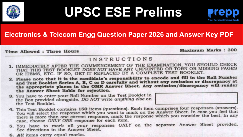 UPSC ESE Prelims 2026 Electronics and Telecommunication Engineering ...