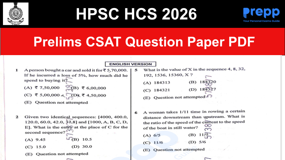 HPSC HCS Prelims CSAT Question Paper and Answer Key; Download PDF ...