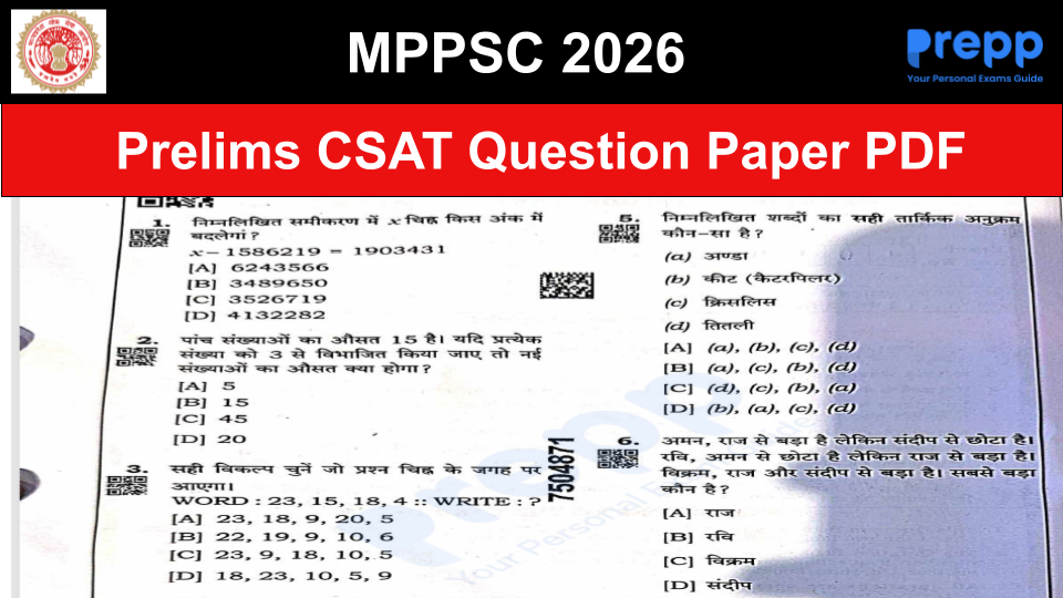 MPPSC Prelims 2026 CSAT Answer Key and Detailed Solution (April 26, 2026)
