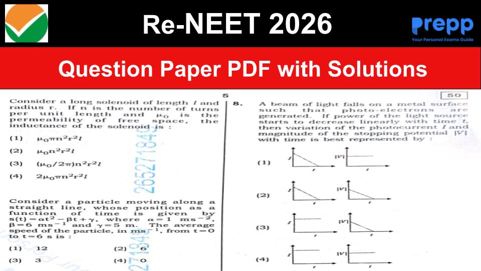 NEET Re Exam 2026 Question Paper PDF Code 50: Download Answer Key with ...