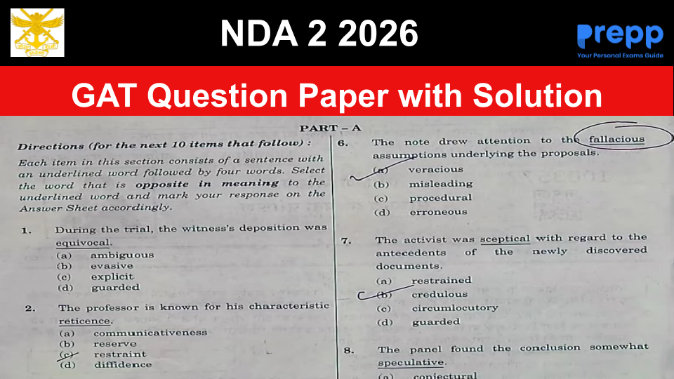 NDA 2 GAT Question Paper 2026 with Answer Key (Sep 13, 2026): Download ...