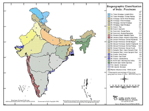 Biogeographic Provinces of India