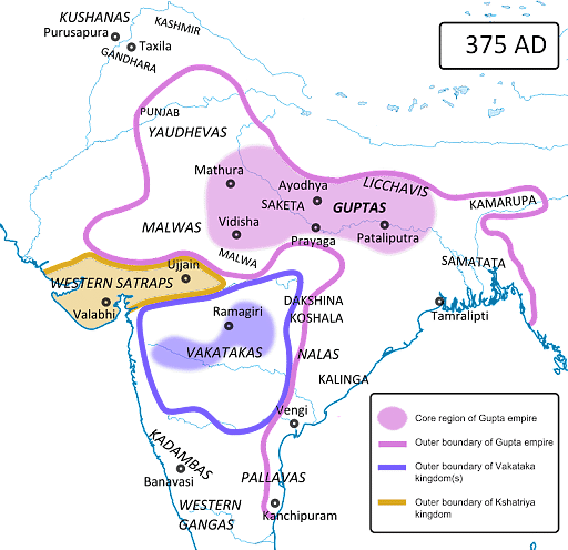 Extent of Gupta Empire during Samudragupta’s Reign