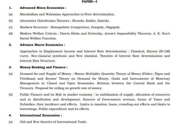   Economics Syllabus For UPSC