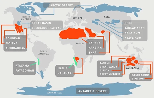 Distribution of Deserts Across the World