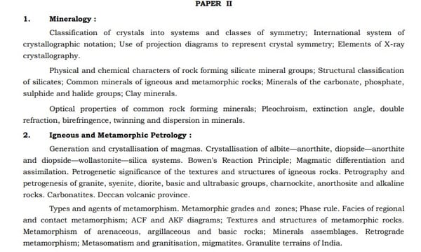 UPSC Geology Optional Paper II Syllabus-1
