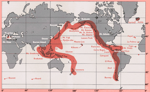 Distribution of Active Volcanoes Around the World