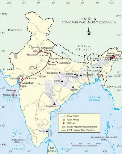 Conventional Energy resources in India, Source: NCERT