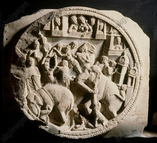Buddha's taming of an elephant - Amaravati school of Art