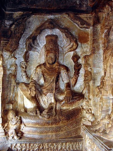 Vishnu seated on serpent