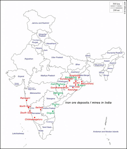 Distribution of Iron Ore in India