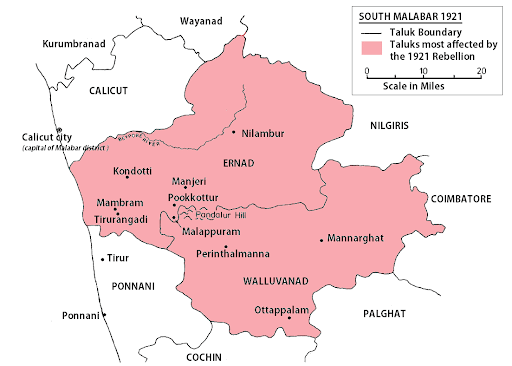 Taluks affected by Mappila Revolt