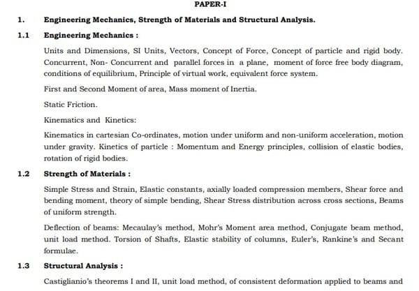 UPSC Civil Engineering Syllabus