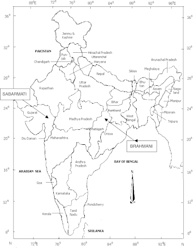 Location of Sabarmati River in Indian Map