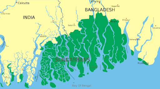 Location of Mangrove Swamps of Sunderbans