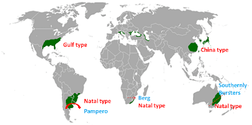 China Type Climate, Gulf Type Climate & Natal Type Climate