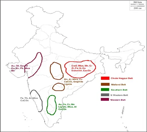 Major Mineral Belts in India