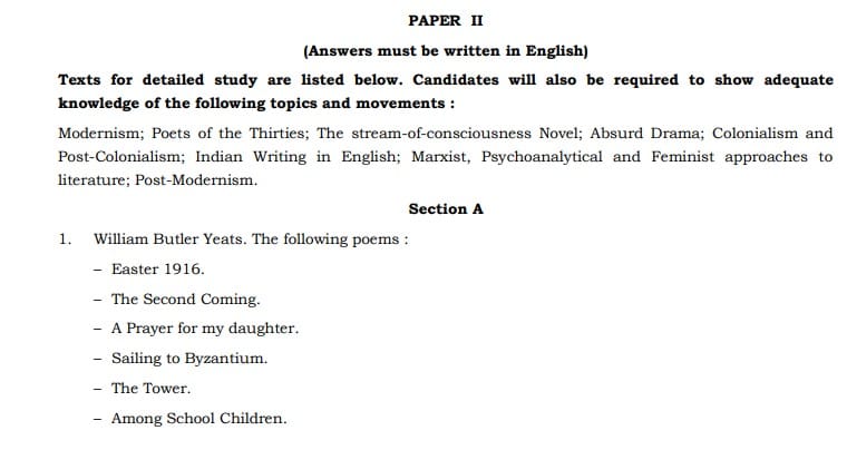 UPSC English Literature Syllabus- English Literature Optional Syllabus Paper-II 1