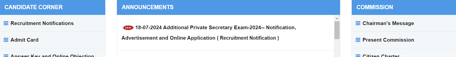 Additional Private Secretary Exam-2024 Notification