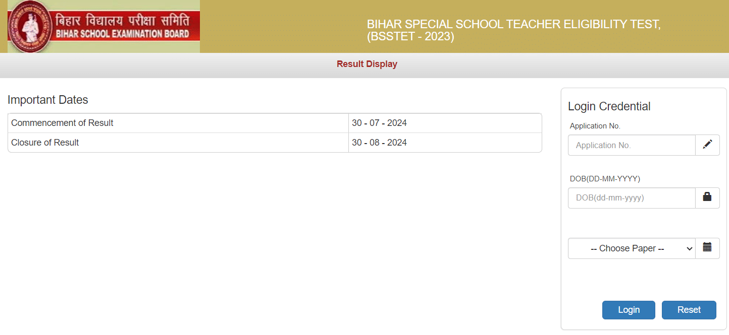 Bihar STET Login