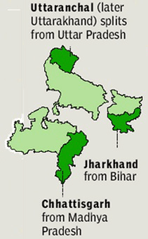 Chhattisgarh, Uttarakhand and Jharkhand