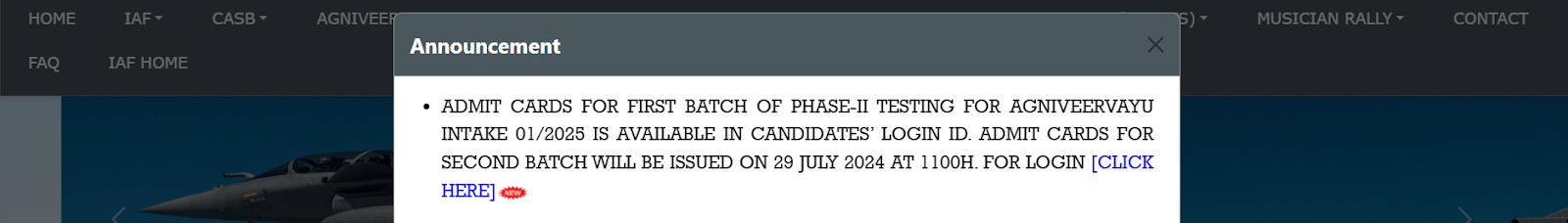 IAF Agniveervayu 01/2025 Admit Card