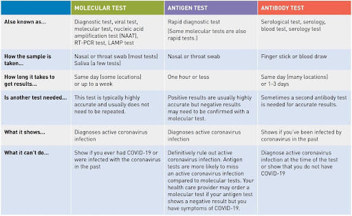 Molecular Test vs Antigen Test vs Antibody Test