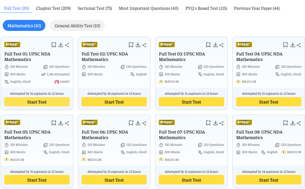 NDA Mock Tests