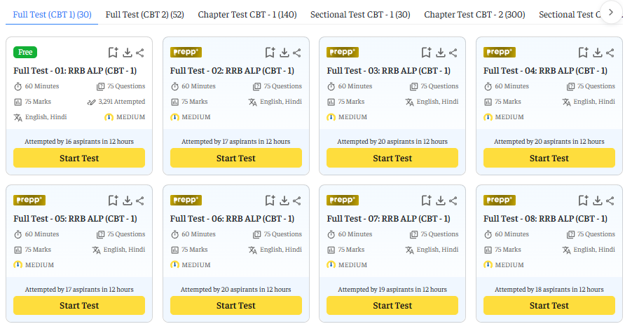 RRB ALP Mock Tests