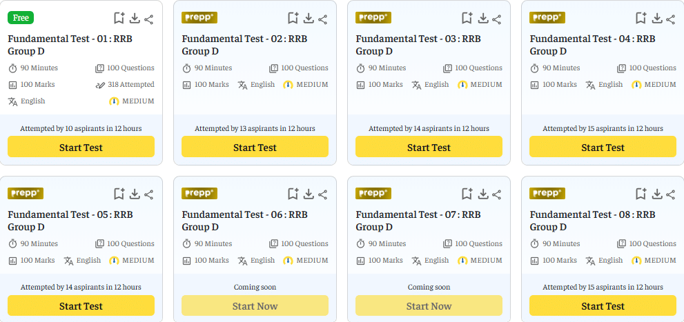 RRB Group D Mock Tests
