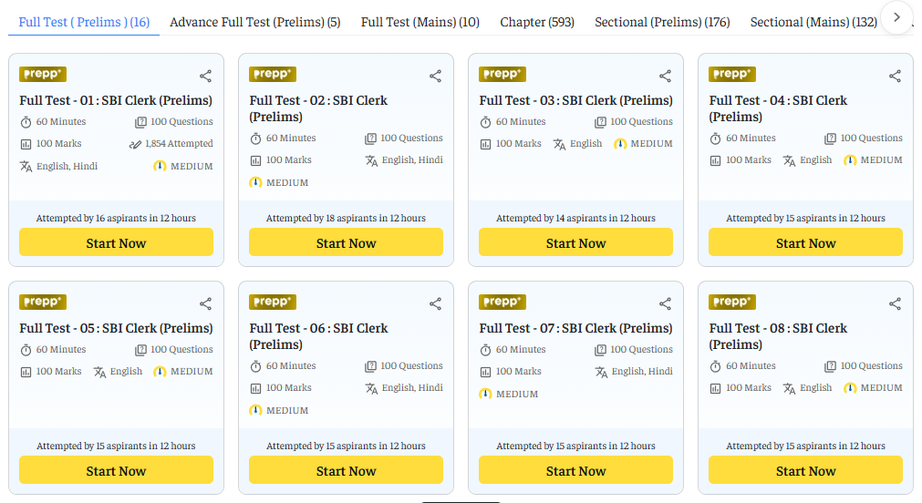 SBI Clerk Mock Tests