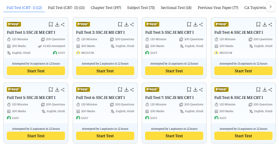 SSC JE Mock Tests