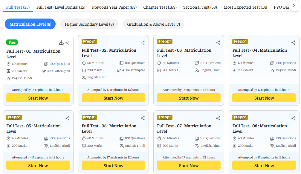 SSC Selection Post Mock Tests