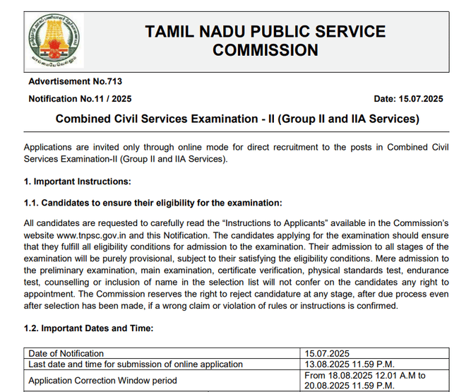 TNPSC Group 2 Notification 2025 PDF