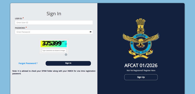 AFCAT 1 Apply Online 2026 Link