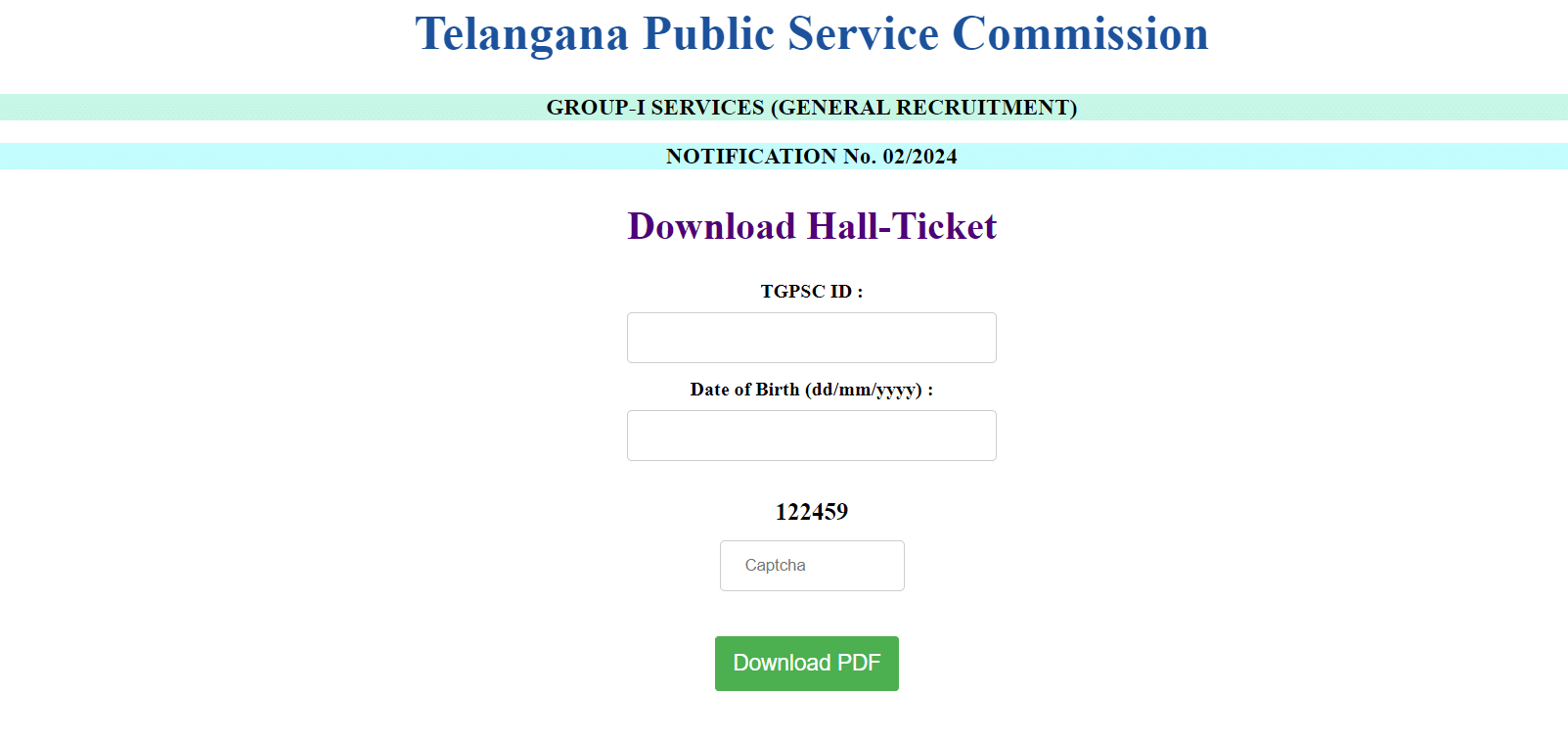 TSPSC Admit card