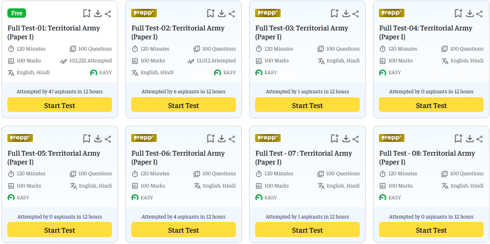 Territorial Army Test Series