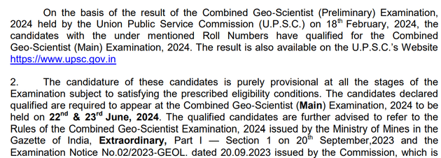 UPSC Geo Scientist Prelims Result 2024 Out
