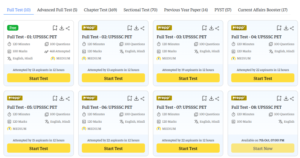 UPSSSC PET Mock Tests
